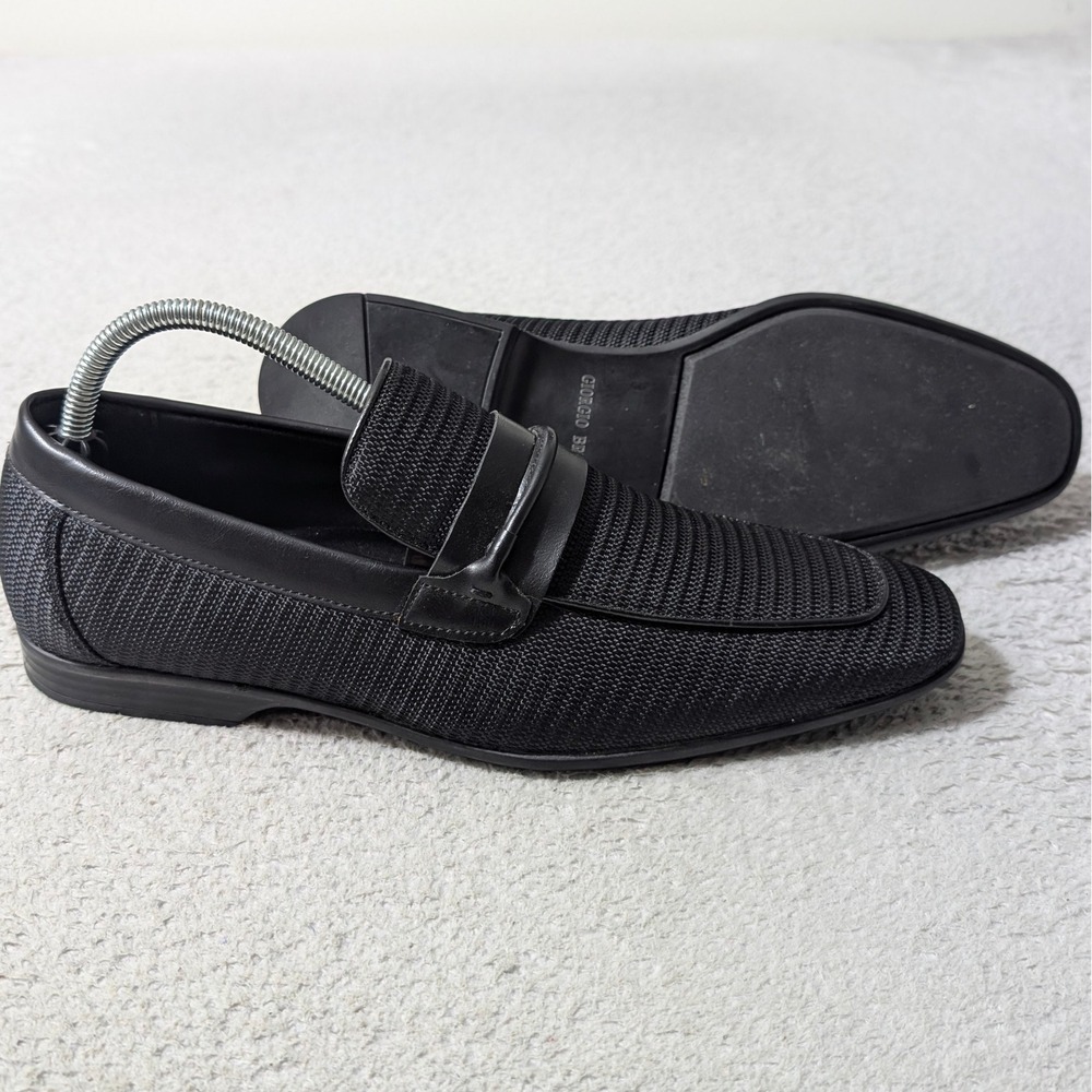 Giorgio Brutini Loafers Mens 8.5 Black Harry Woven Textile Penny Slip On Shoes